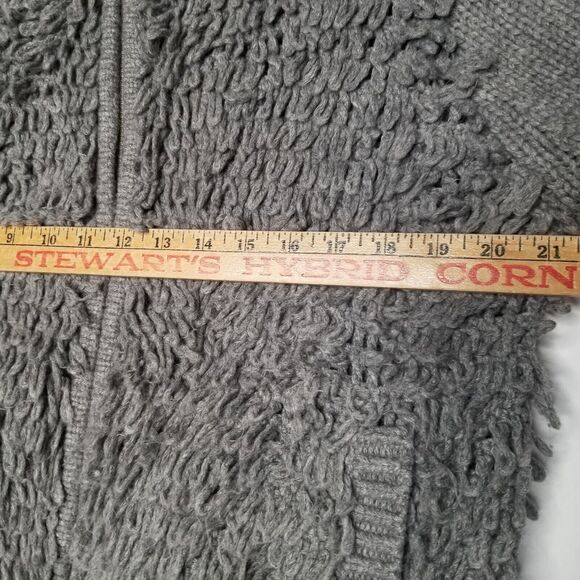 Madewell Fringe Loop Full Zip Sweater Cardigan Gray Jacket Wool Alpaca Large - Picture 7 of 9